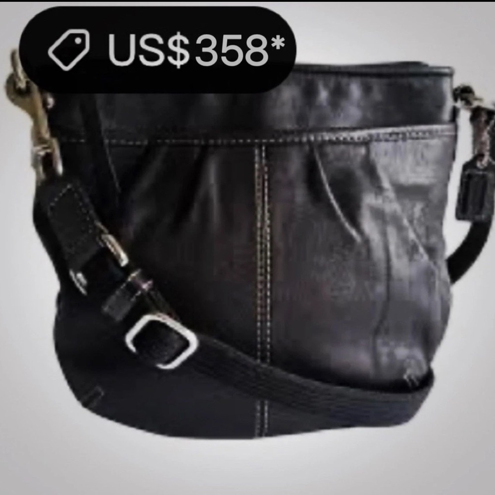 Vintage Coach soho Black Leather Shoulder Bag Crossbody purse - Picture 3 of 17
